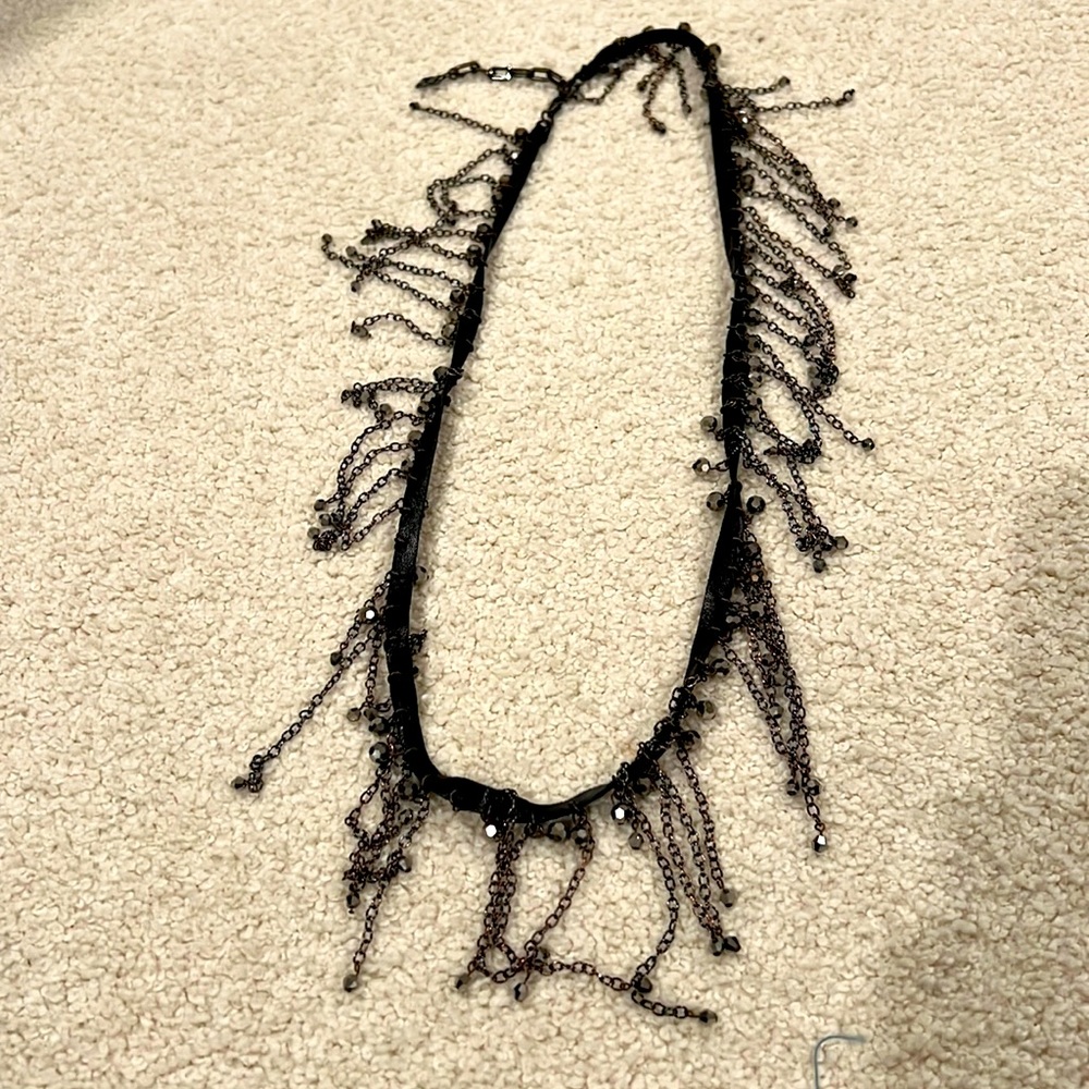 BCBG Fringe Silver Necklace
